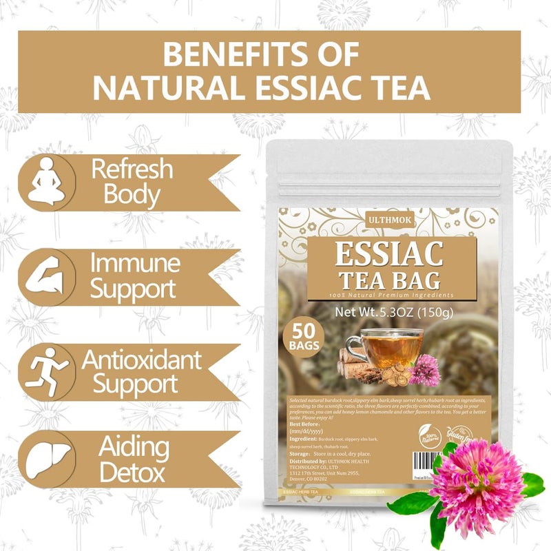 ULTHMOK Premium 50 Essiac Tea Bags, Wellness Blend Tea, made with 100% Natural Ingredients, No Additives & Caffeine Free. - Image 5